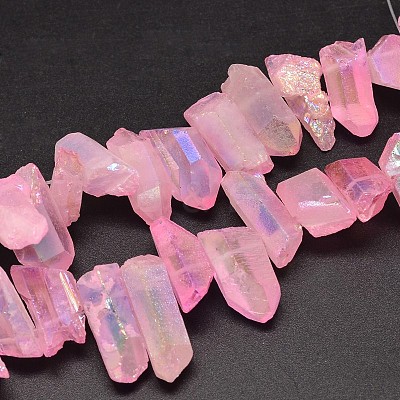 Electroplated Natural Quartz Crystal Beads Strands G-A142-03B-1