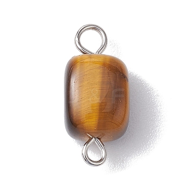 Natural Mixed Gemstone Cuboid Connector Charms PALLOY-JF02788-02-1