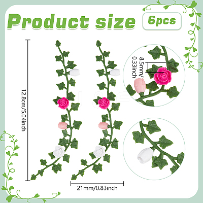 6Pcs PVC Artificial Flower Rattan DIY-PH0033-59-1