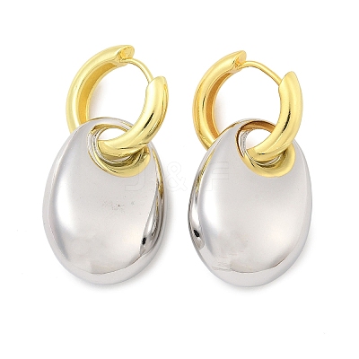Oval Brass Hoop Earrings for Women EJEW-U057-06A-04GP-1