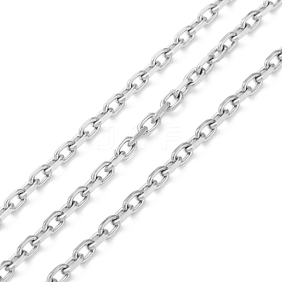 Tarnish Resistant 304 Stainless Steel Faceted Cable Chains CHS-G027-03P-1