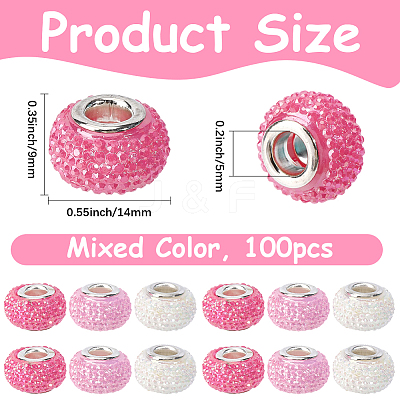 100cs Large Hole Resin European Beads RESI-PA0001-22B-1