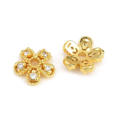 Brass Micro Pave Clear Cubic Zirconia Bead Caps CU-CBA6A75-28G-1