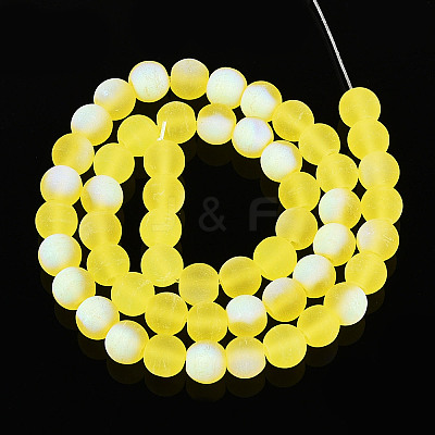 Frosted Transparent Glass Beads Strands GLAA-T032-T8mm-MBB12-1