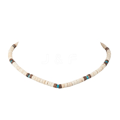 Natural Magnesite Heishi Beaded Necklaces NJEW-JN05308-02-1