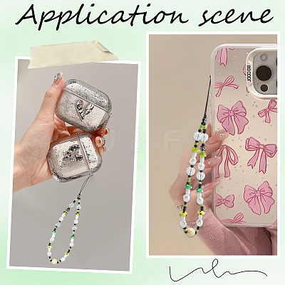 2Pcs Resin Beaded Mobile Phone Lanyard Wrist Strap HJEW-GF0001-47A-1
