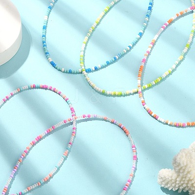 Glass Seed Beaded Necklace NJEW-JN04360-1