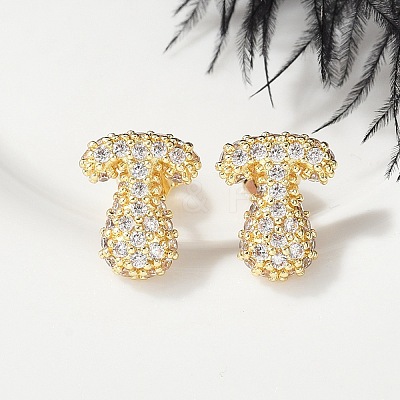 Brass Micro Pave Cubic Zirconia Stud Earrings EJEW-Z091-04G-T-1
