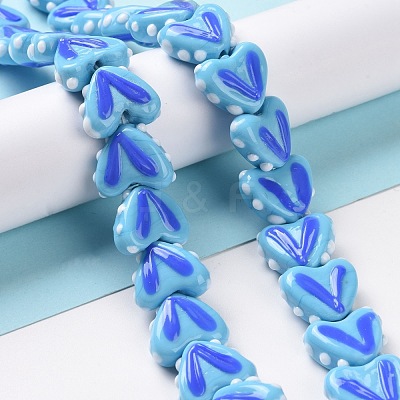Heart Handmade Lampwork Beads Strands LAMP-G150-01E-1