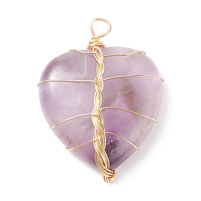 Natural Amethyst Pendants PALLOY-JF01653-05-1