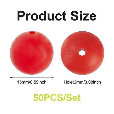 50Pcs Food Grade Eco-Friendly Silicone Beads SIL-TA0002-89C-1