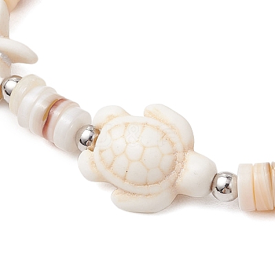 Sea Turtles & Starfish Dyed Synthetic Turquoise Beads Stretch Bracelets BJEW-JB11881-02-1