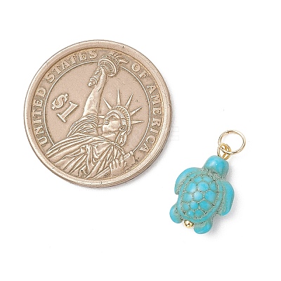 6Pcs 2 Colors Dyed Synthetic Turquoise Pendants PALLOY-JF05173-01-1