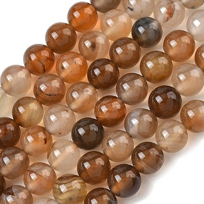 Dyed Natural Agate Round Beads Strands G-E321B-8mm-01-1