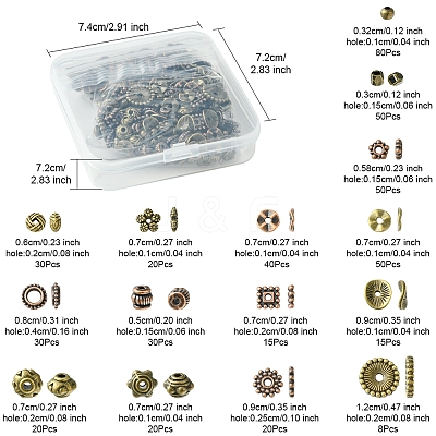 15 Styles Tibetan Style Alloy Spacer Beads Set DIY-FS0007-16-1