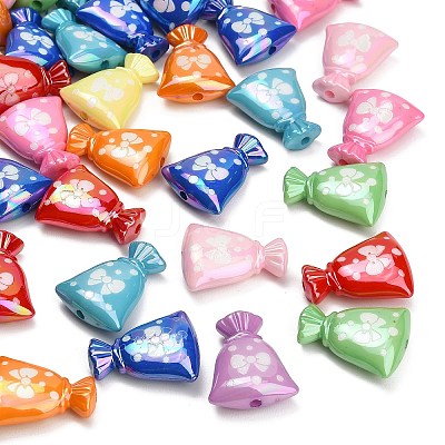 Plating Embossed Opaque Acrylic Beads AC-CBA49BC-04-1