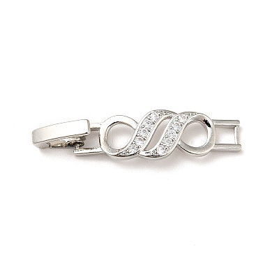 Rack Plating Brass Micro Pave Clear Cubic Zirconia Watch Band Clasps LS-ZIRC-H125-22P-1