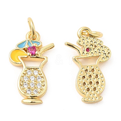 Brass with Cubic Zirconia Enamel Pendants X-KK-K343-06G-1