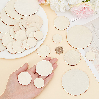135Pcs 4 Styles Unfinished Wood Discs DIY-HY0001-78-1