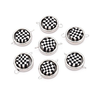 Polymer Clay Beads with CCB Plastic Frame Connector Charms CLAY-T022-35M-02-1