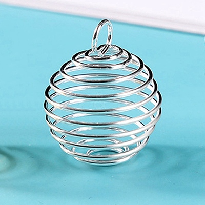 Iron Bead Cage Pendants BECA-PW0002-05A-S-1