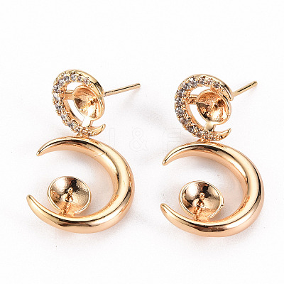 Brass Micro Pave Clear Cubic Zirconia Stud Earring Findings LS-KK-S356-246-NF-1