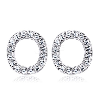 Brass Cubic Zirconia Stud Earrings EJEW-BB35118-O-1