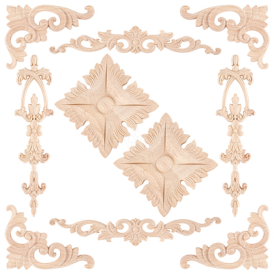 12Pcs 4 Styles Wooden Wall Decorations AJEW-WR0003-89-1