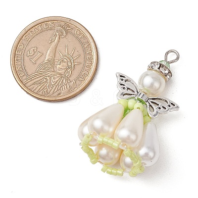 Pearlized Glass Pearl Beads Pendants PALLOY-MZ00487-1