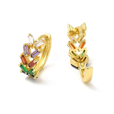 Cubic Zirconia Leaf Hoop Earrings EJEW-E270-16G-1