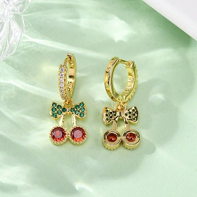 Brass Micro Pave Cubic Zirconia Hoop Earrings EJEW-D322-11G-01-1