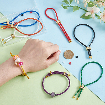 8Pcs 8 Colors Microfiber Cord Slider Bracelets BJEW-UN0001-86-1