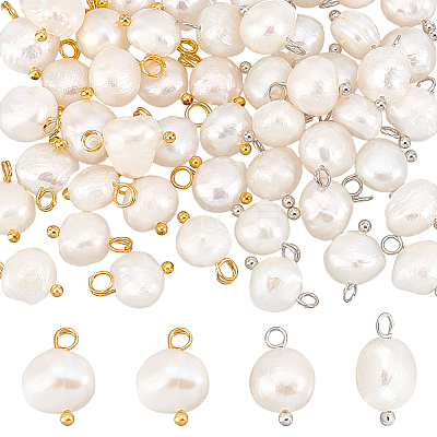 50Pcs 2 Colors Natural Cultured Freshwater Pearl Nuggets Charms PALLOY-PH01721-1