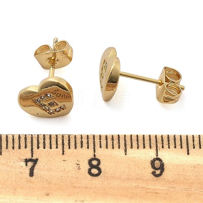 Rack Plating Brass Micro Pave Clear Cubic Zirconia Stud Earrings EJEW-K299-01G-E-1