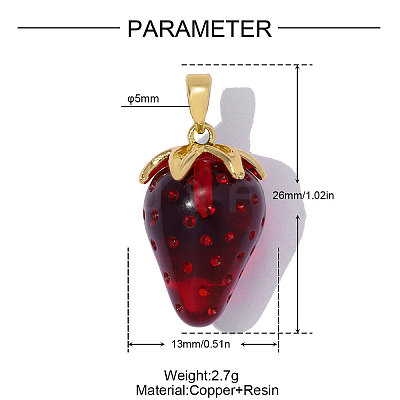 Brass with Red Resin Pendants RE-OY001-09G-1
