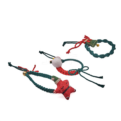 3Pcs 3 Style Christmas Theme Cotton Weave Pendant Decorations Sets HJEW-CF0001-12-1