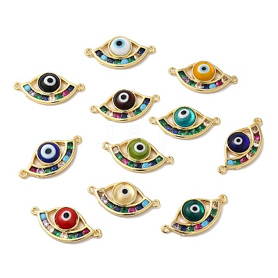 Evil Eye Lampwork Connector Charms LAMP-E034-03G-1