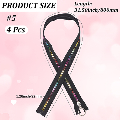 4Pcs #5 Nylon Coil Zippers Rainbow Zipper Tape SENE-CY0001-13B-01-1