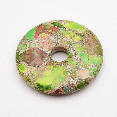Synthetic Silver Line and Regalite/Imperial Jasper/Sea Sediment Jasper Big Pendants G-P299-I01-1