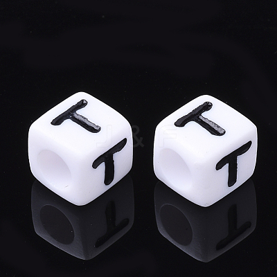Acrylic Horizontal Hole Letter Beads X-PL37C9129-T-1