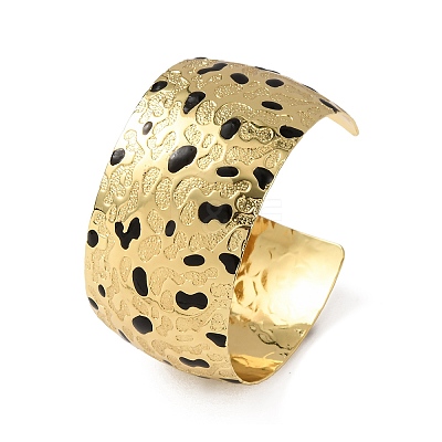 Hammered Brass Enamel Cuff Bangles BJEW-A163-05G-1
