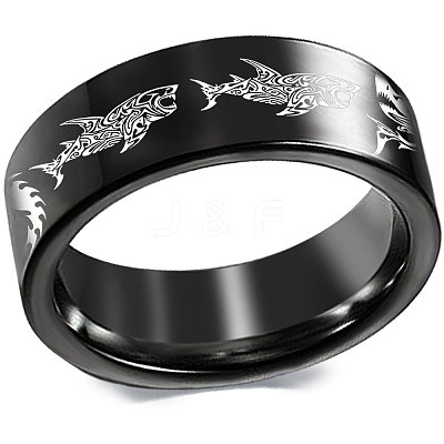 Shark Pattern 201 Stainless Steel Finger Rings FS-WG835B4-01-1