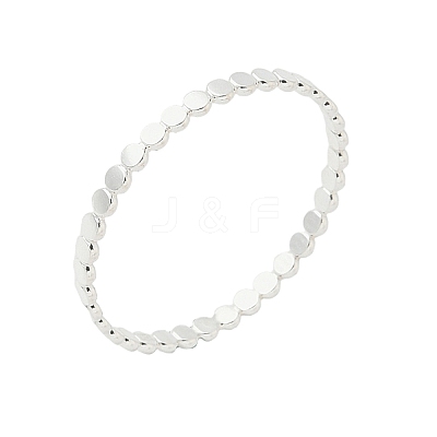 925 Sterling Silver Flat Beaded Finger Rings for Women RJEW-NH0002-01D-S-1