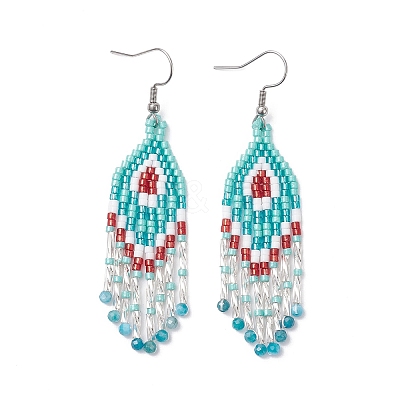 Natural Magnesite Rhombus Dangle Earrings EJEW-MZ00567-03-1