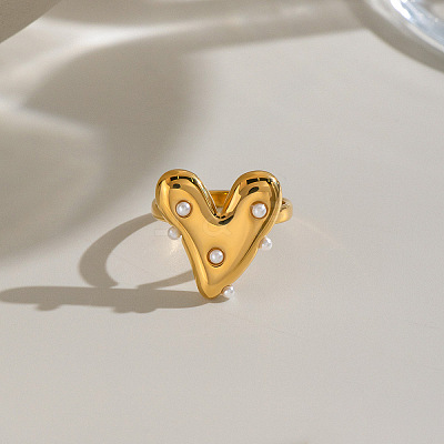 Heart 304 Stainless Steel Finger Rings for Women QD7769-1