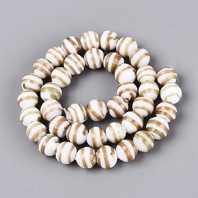 Handmade Gold Sand Lampwork Beads Strands LAMP-Q041-10D-1