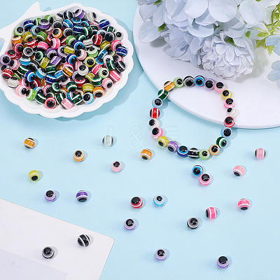 240Pcs 12 Colors Evil Eye Resin Beads RESI-PA0001-09-1