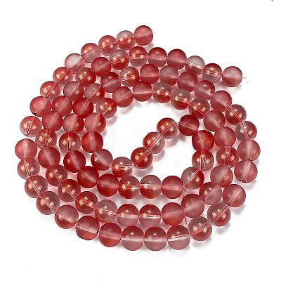 Frosted Transparent Glass Bead Strands GLAA-P065-10mm-06-1