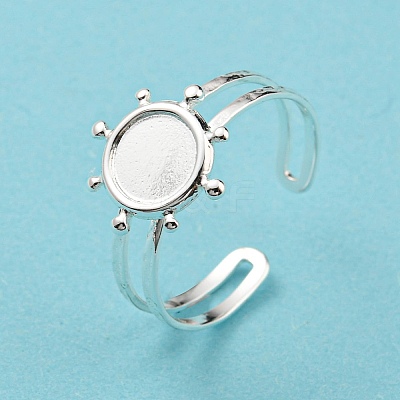 304 Stainless Steel Open Cuff Finger Ring Cabochon Settings STAS-T060-10S-1