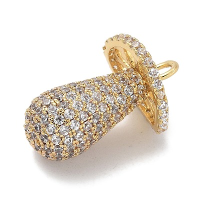 Rack Plating Brass Micro Pave Clear Cubic Zirconia Pendants KK-L224-001G-1